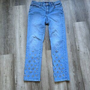 Charter Club Jeans Womens Size 4 Lexington Straight Embroidered Cottagecore Boho